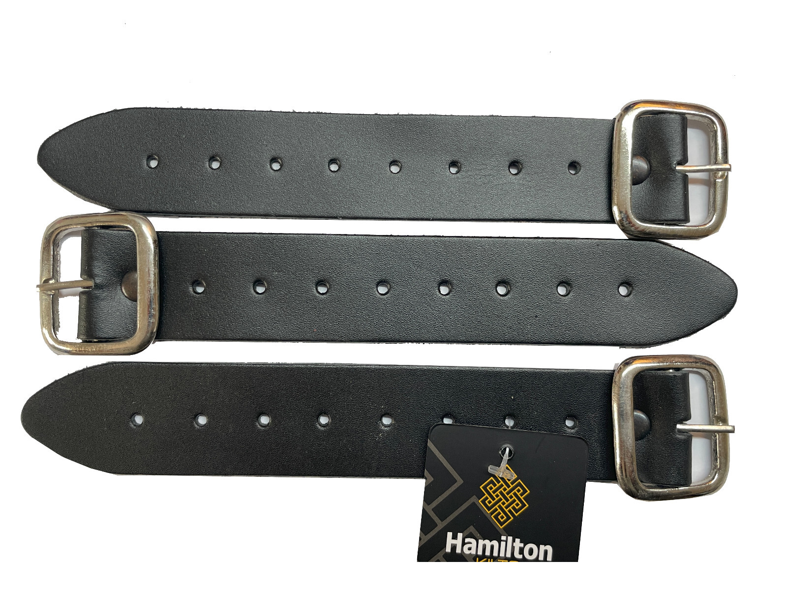 Kilt Straps and Buckle 7″ Genuine Leather Extender 1.25″ wide – Black Strap