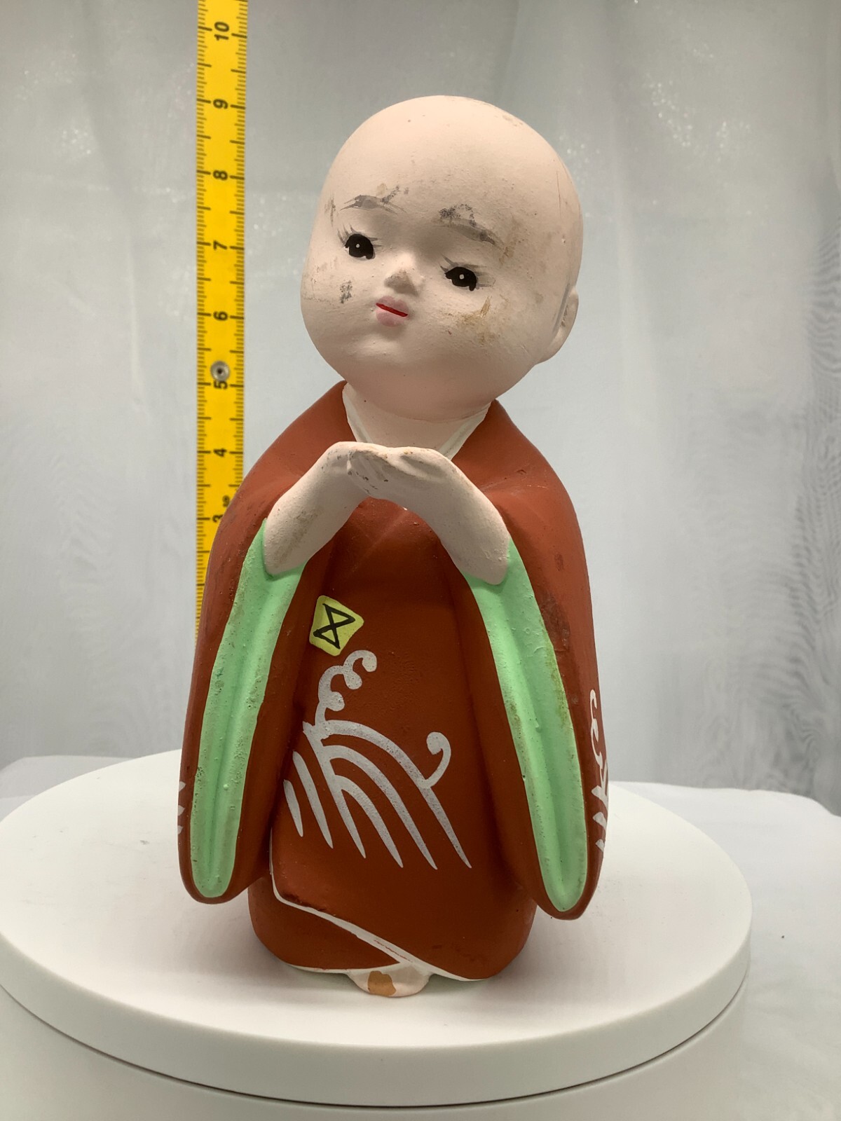 Japanese Clay Bell Ceramic Dorei Asian Antiques child kimono 3.5×2.9×7.0inch