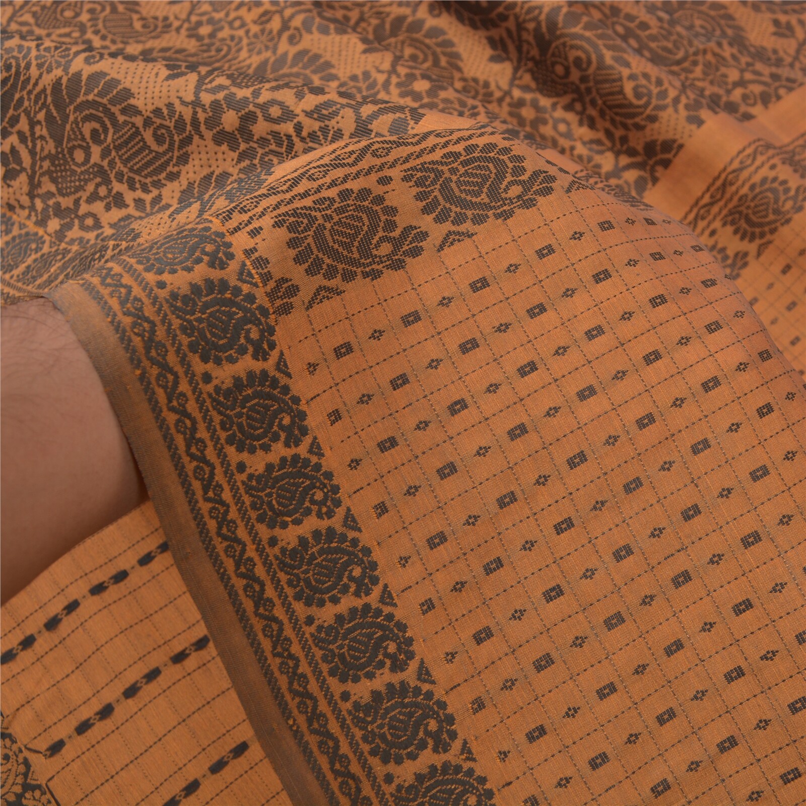 Sanskriti Vintage Brown Indian Sari Blend Silk Woven Sarees Craft Premium Fabric