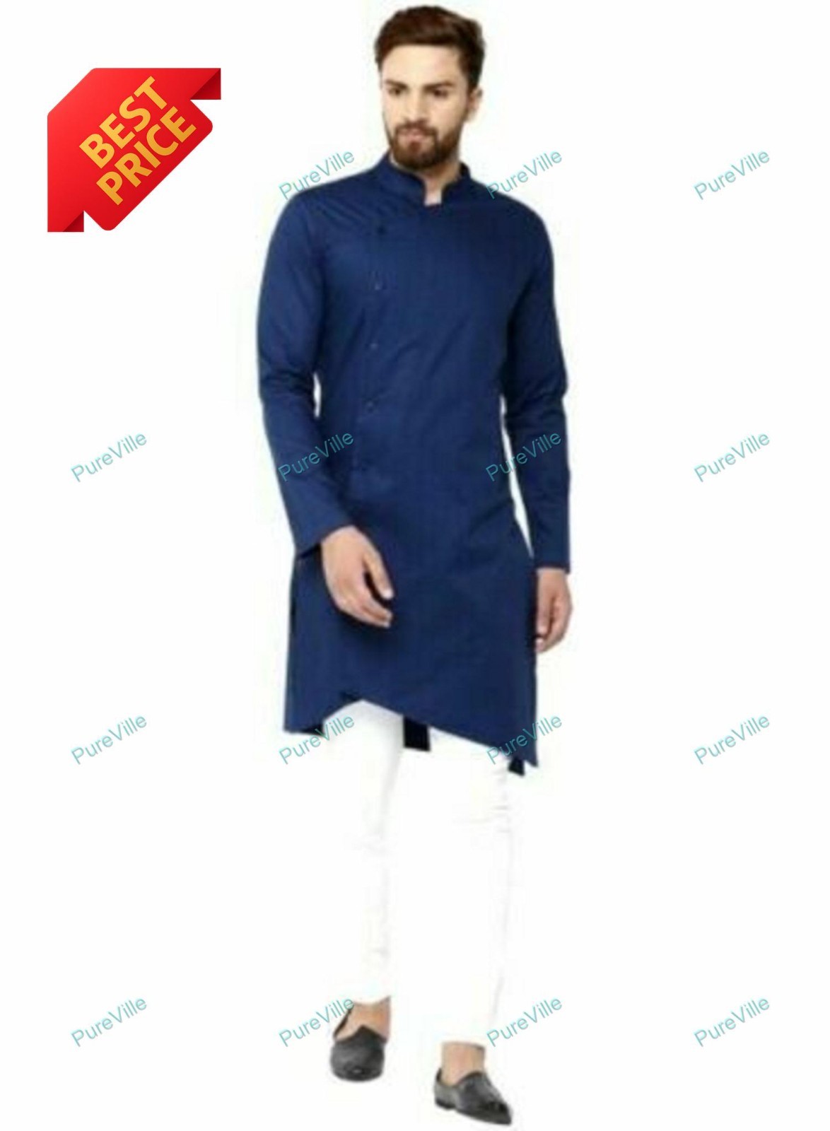 Mens Kurta only Cotton Mens Shirt Solid All Size Loose Fit Long Kurta