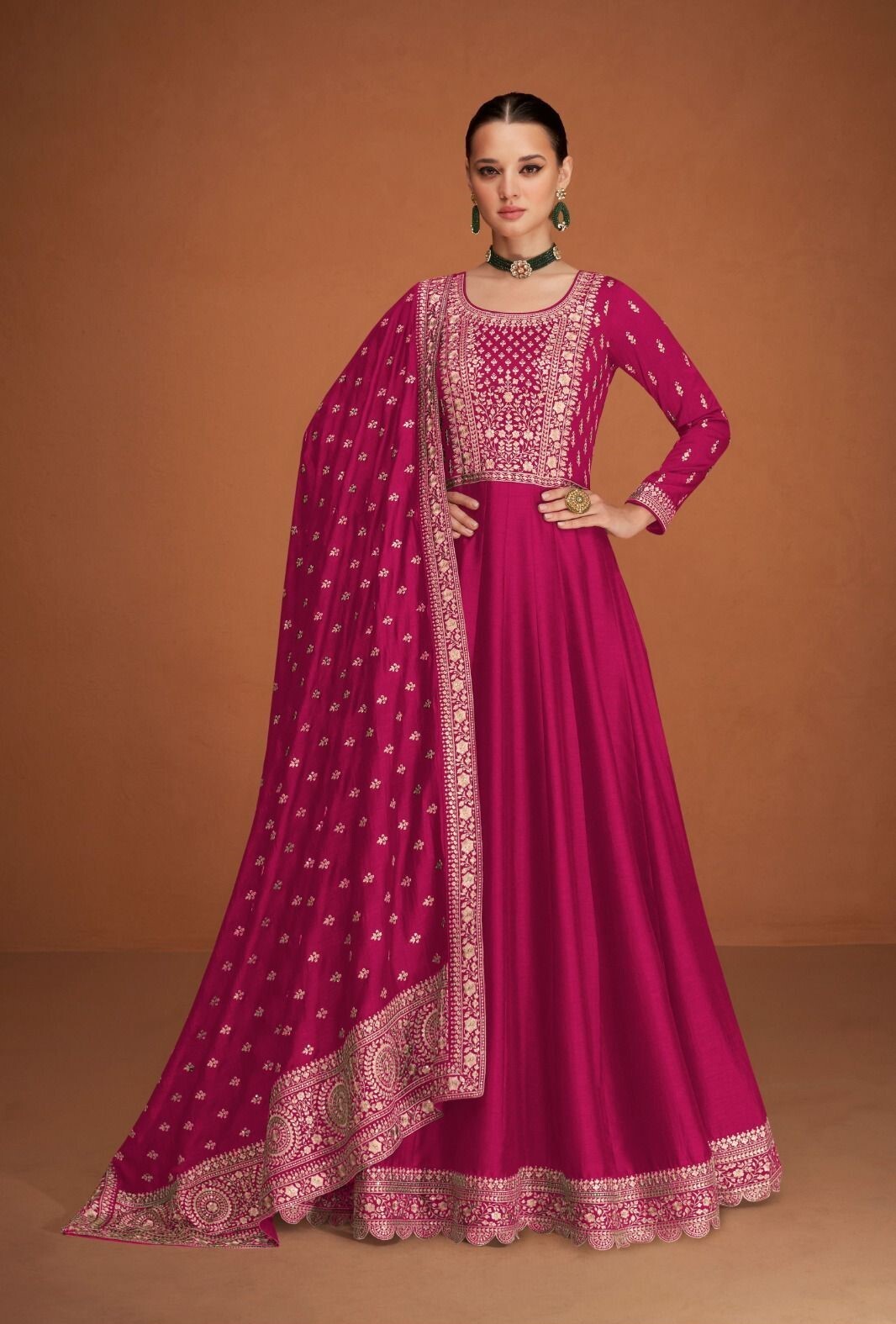 Bridal Pakistani Designer Wedding eid Indian Party Dress Parrot Anarkali Gown