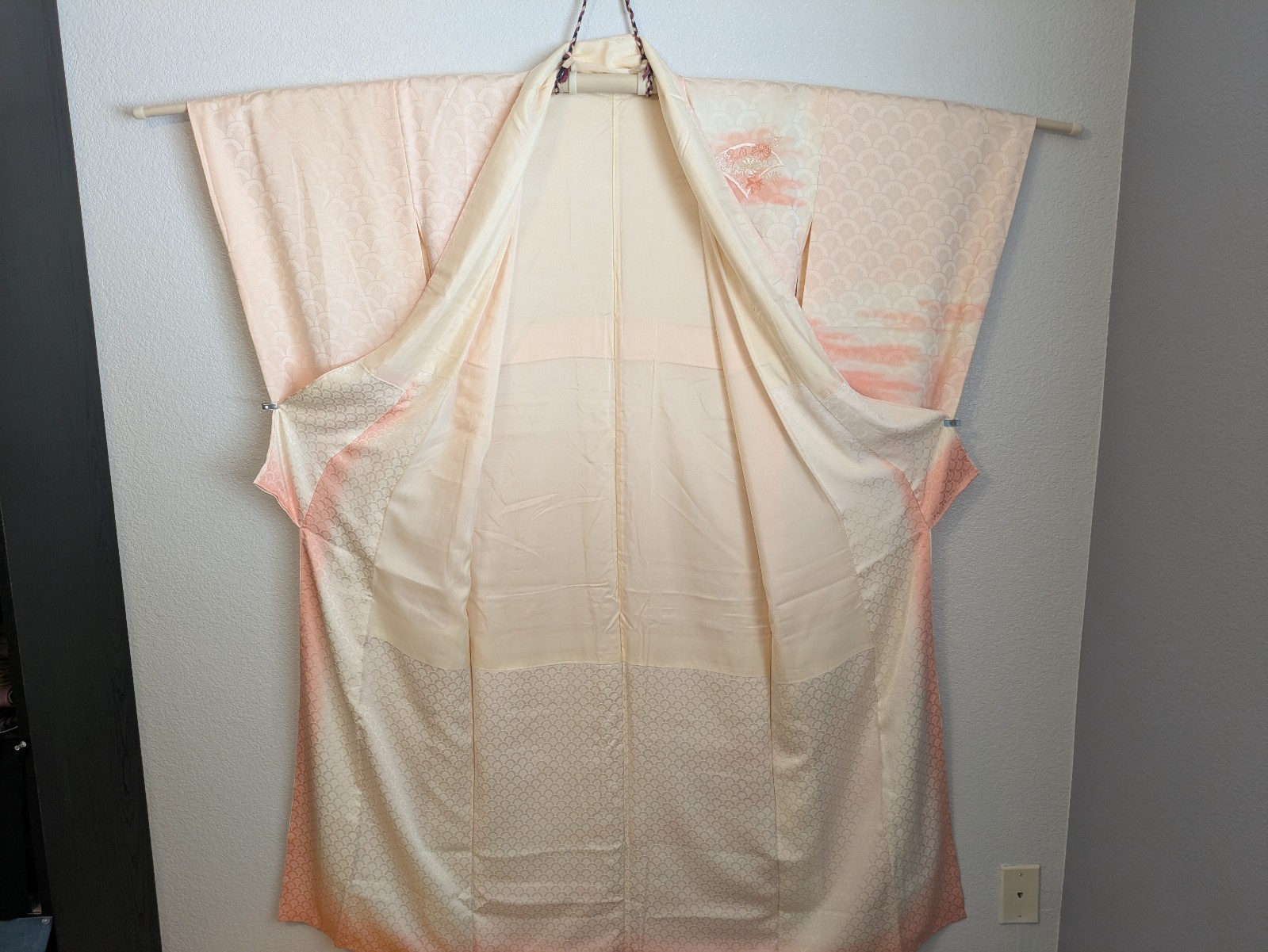 Japanese vintage kimono, antique obi belt and obi-jime set.