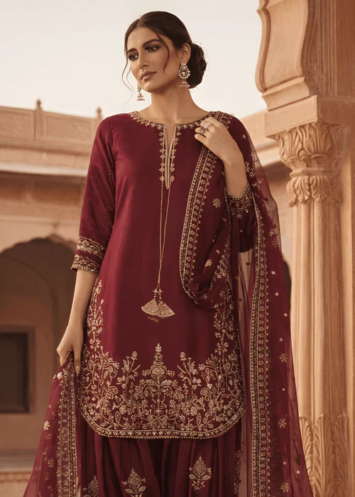 MaroonFarshi shalwar