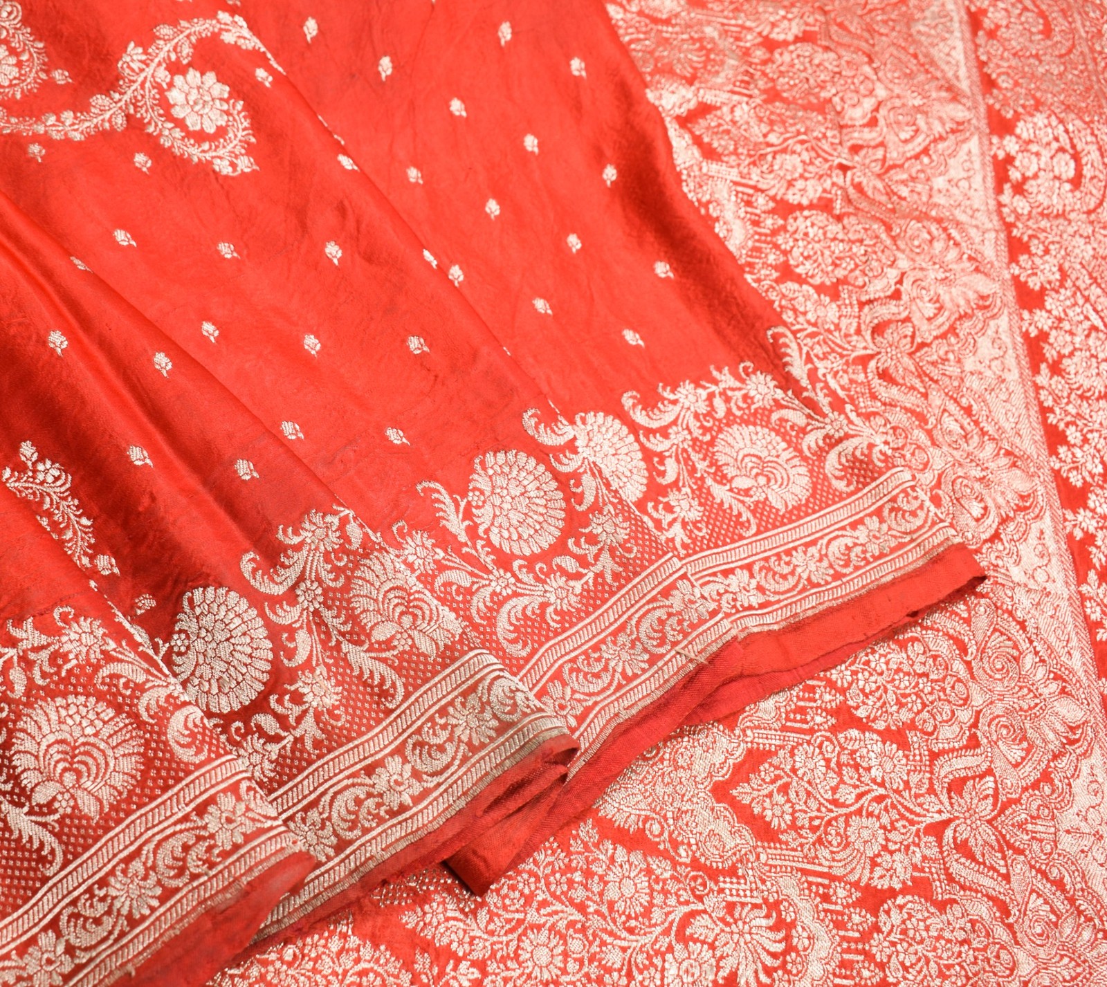 Sushila Vintage Heavy Saree Pure Satin Silk Banarasi Brocade Woven Sari Fabric