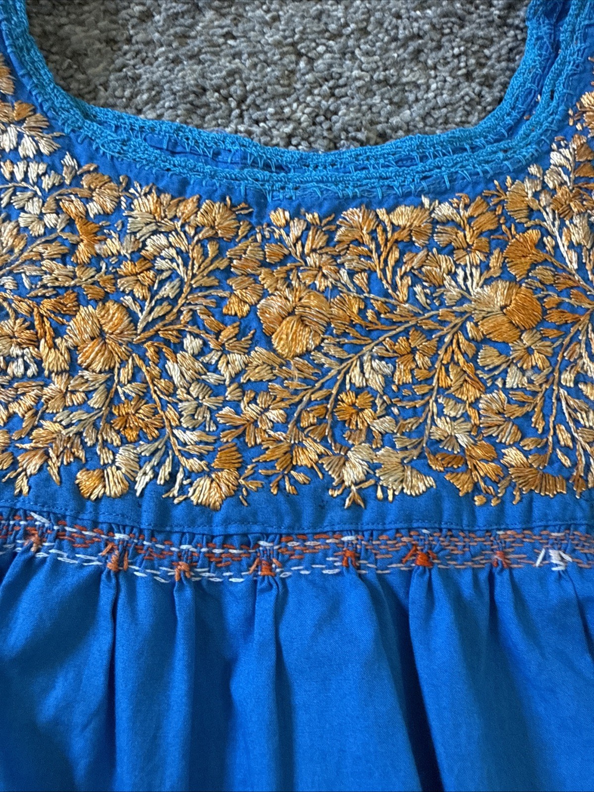 San Antonio Oaxaca Mexican Dress Hand Embroidered Silk Threads