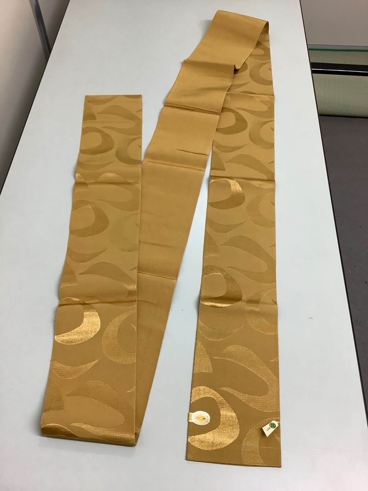 Japanese Vintage Kimono Han Obi Rayon gold fabric tradition expensive 131×5.9in