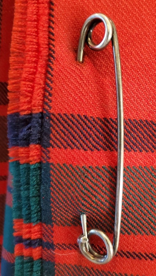 TWO ANTIQUE SCOTTISH KILT PINS BALMORAL HIGHLANDERS UNIFORM DESIGN NICKEL SILVER