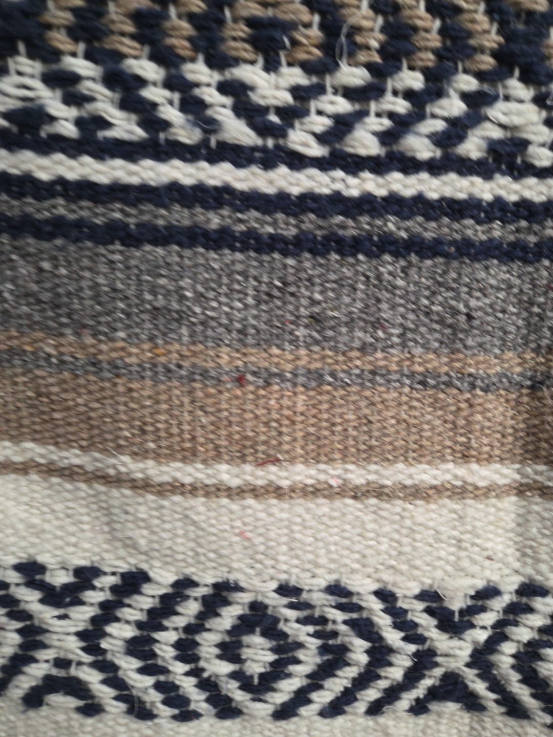 Vintage JFR Mexican Poncho Blanket Brown Beige Navy Unisex Adult One Size