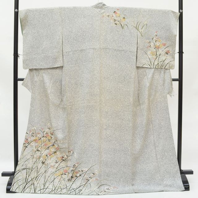 Vintage Japanese Kimono | Houmongi | White Navy Silk | Autumn Grasses | pp0362b