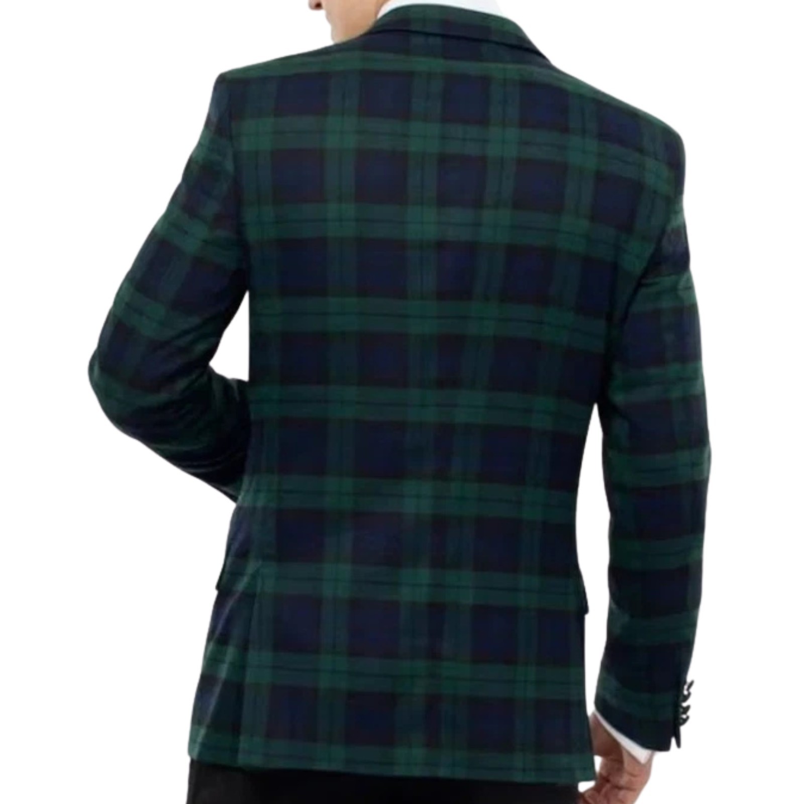 Mens Tartan Plaid Blazer Formal Dinner Jacket Satin Lapel Check Pattern Coat