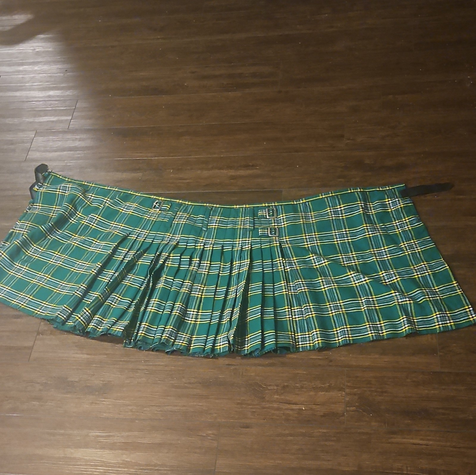 Women’s/Men’s Tartan Kilt Size 36 100% Wool Made In Scotland Green Plaid