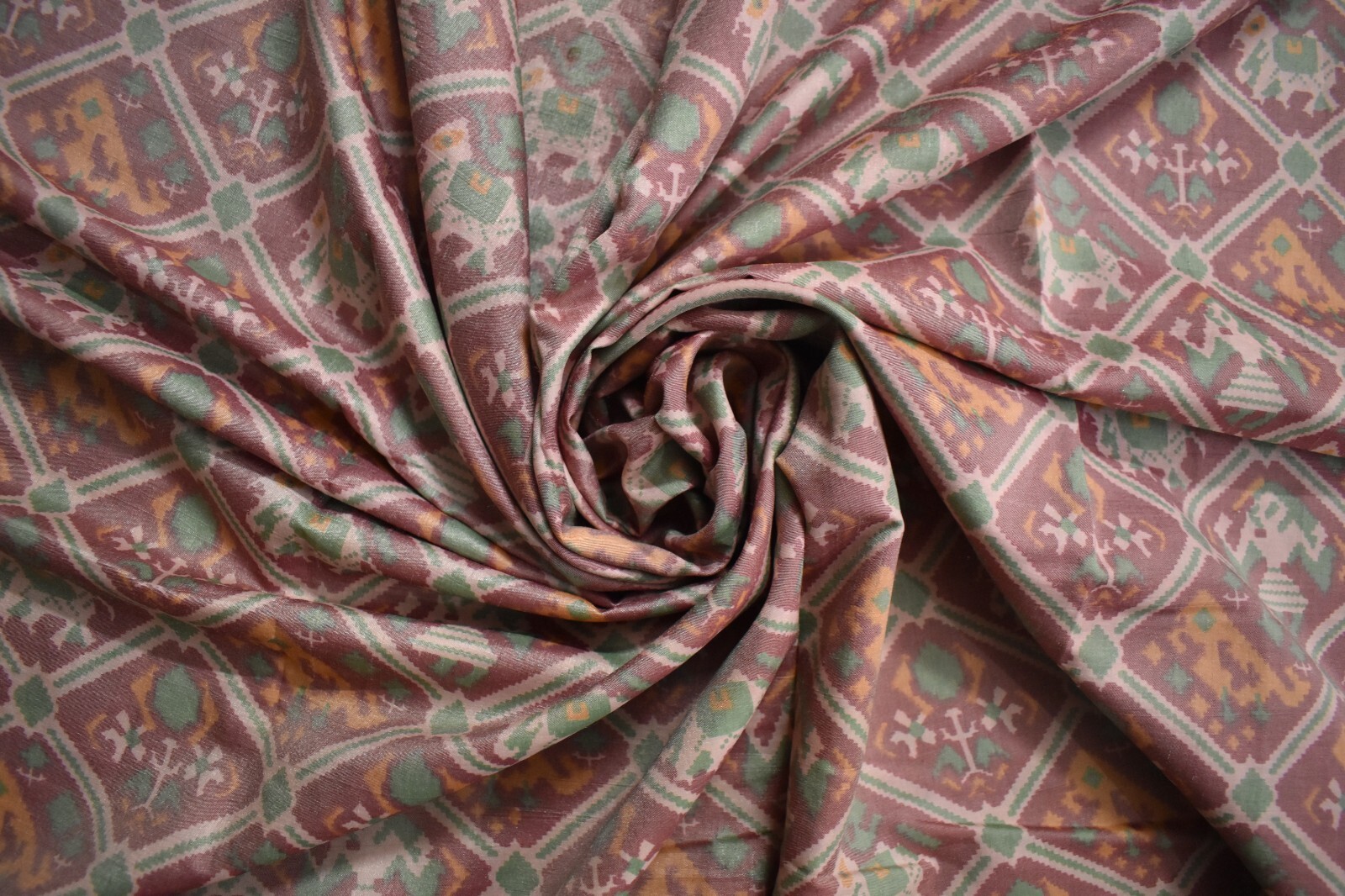 FNC Vintage Saree Maroon Sambhalpuri Hand Woven Ikat Printed Silk Sari Fabric