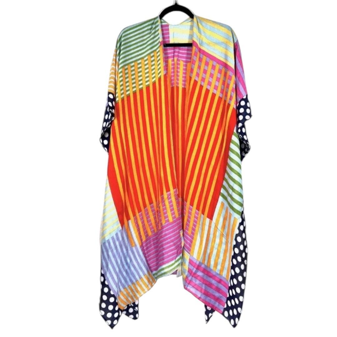 Humble Hilo Extra Long Elegant Kimono Geometric Colorful 100% Viscose One Size