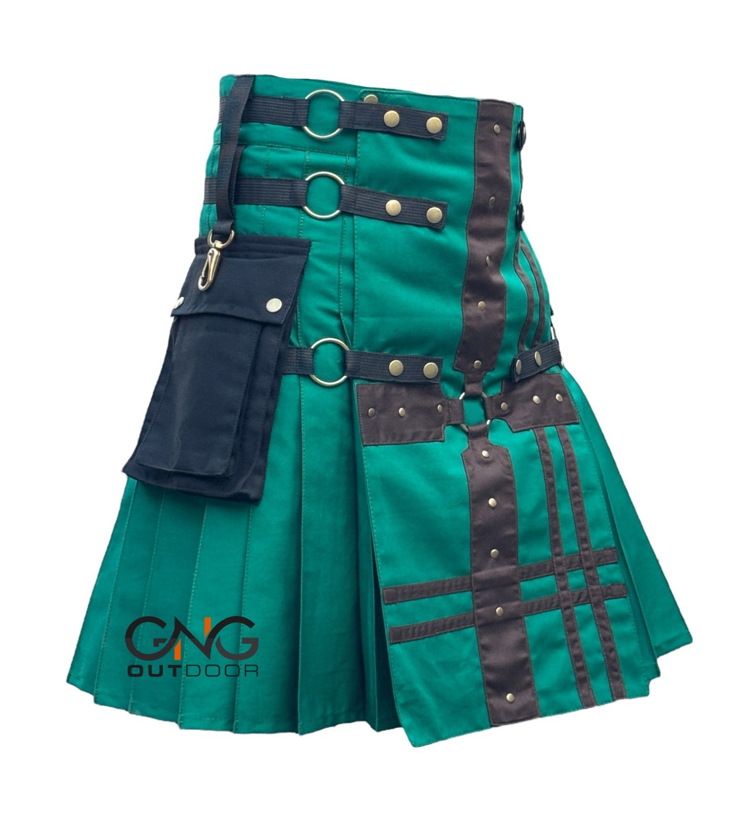 Men’s Hybrid kilt Green and Brown Medieval Style kilt Waist Size 28″ to 62″