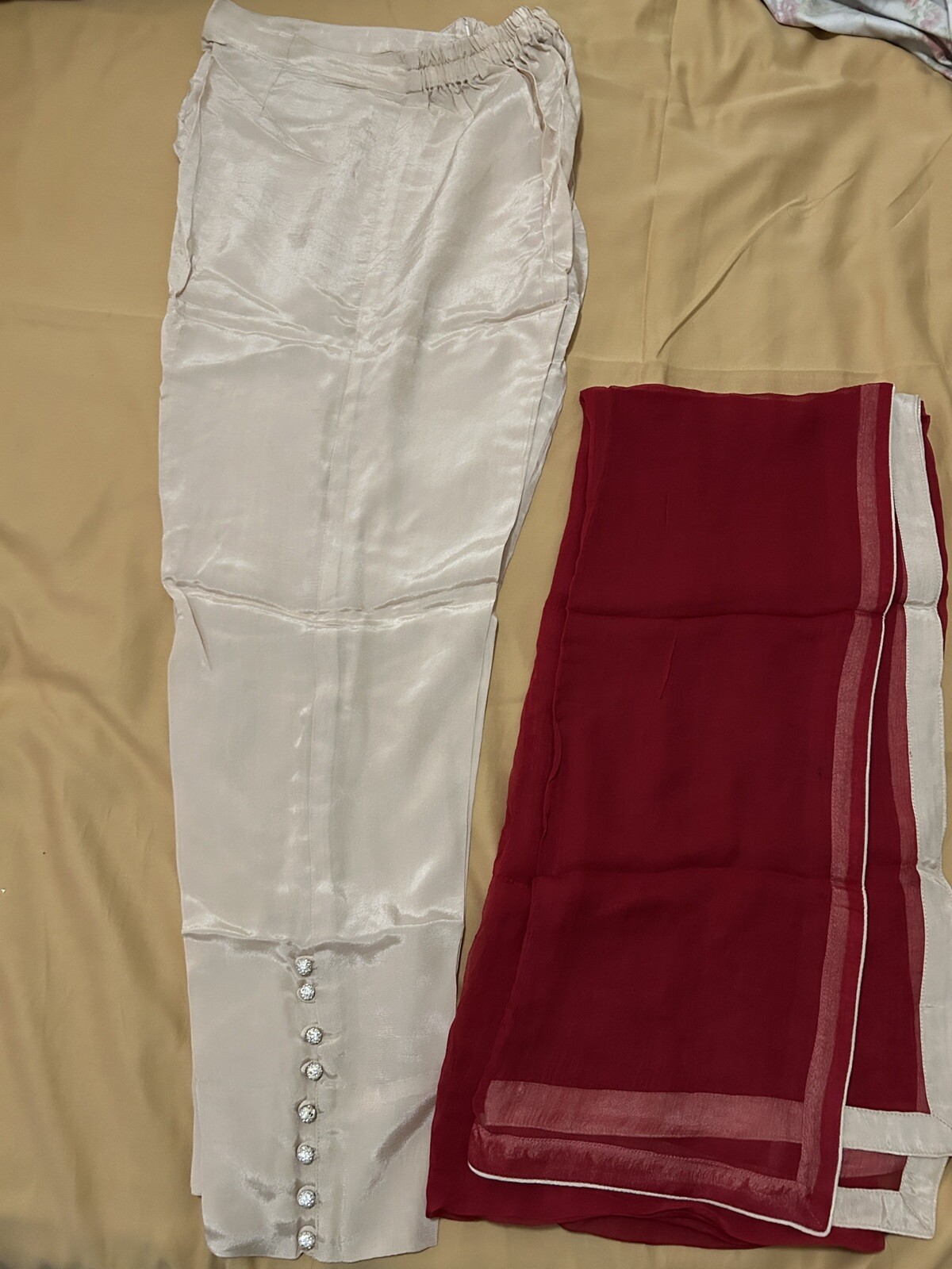 3 Pc agha noor Suit Brand New Net A line Shirt, Chiffon Dupatta And Trouser
