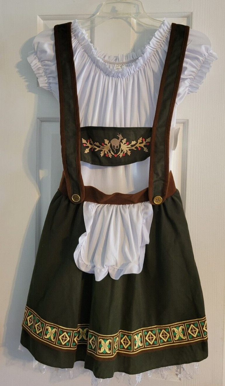 Girls Large 12-14 German Dirndl Bavarian Octoberfest Halloween Costume