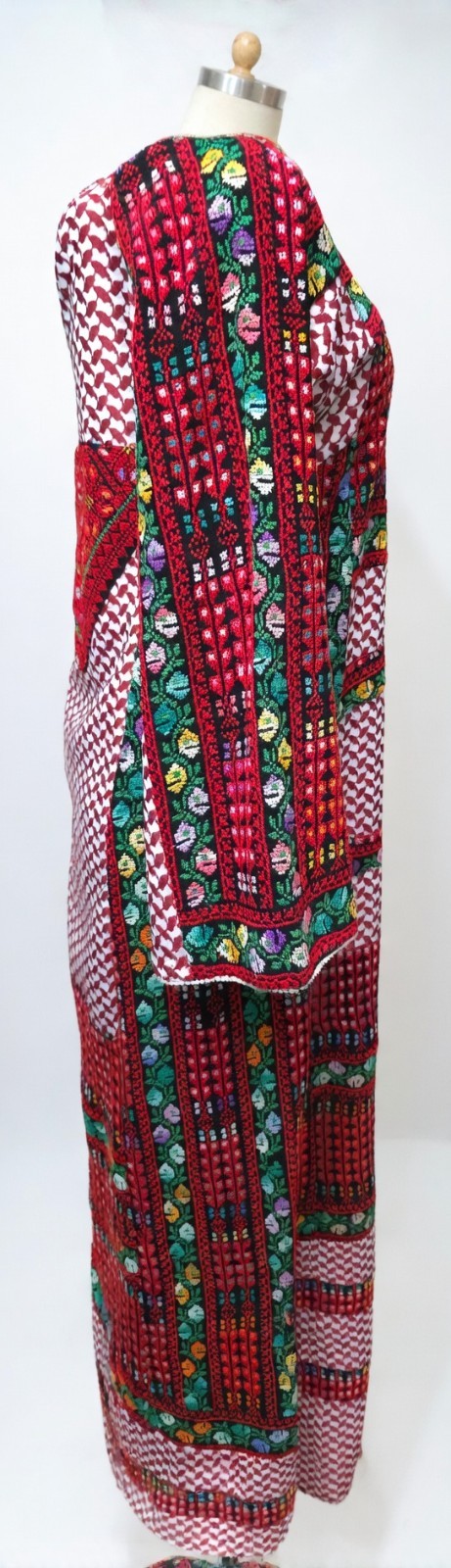 Authentic Jordanian Thobe Hand Embroidered Tatreez Traditional Red Maxi Dress