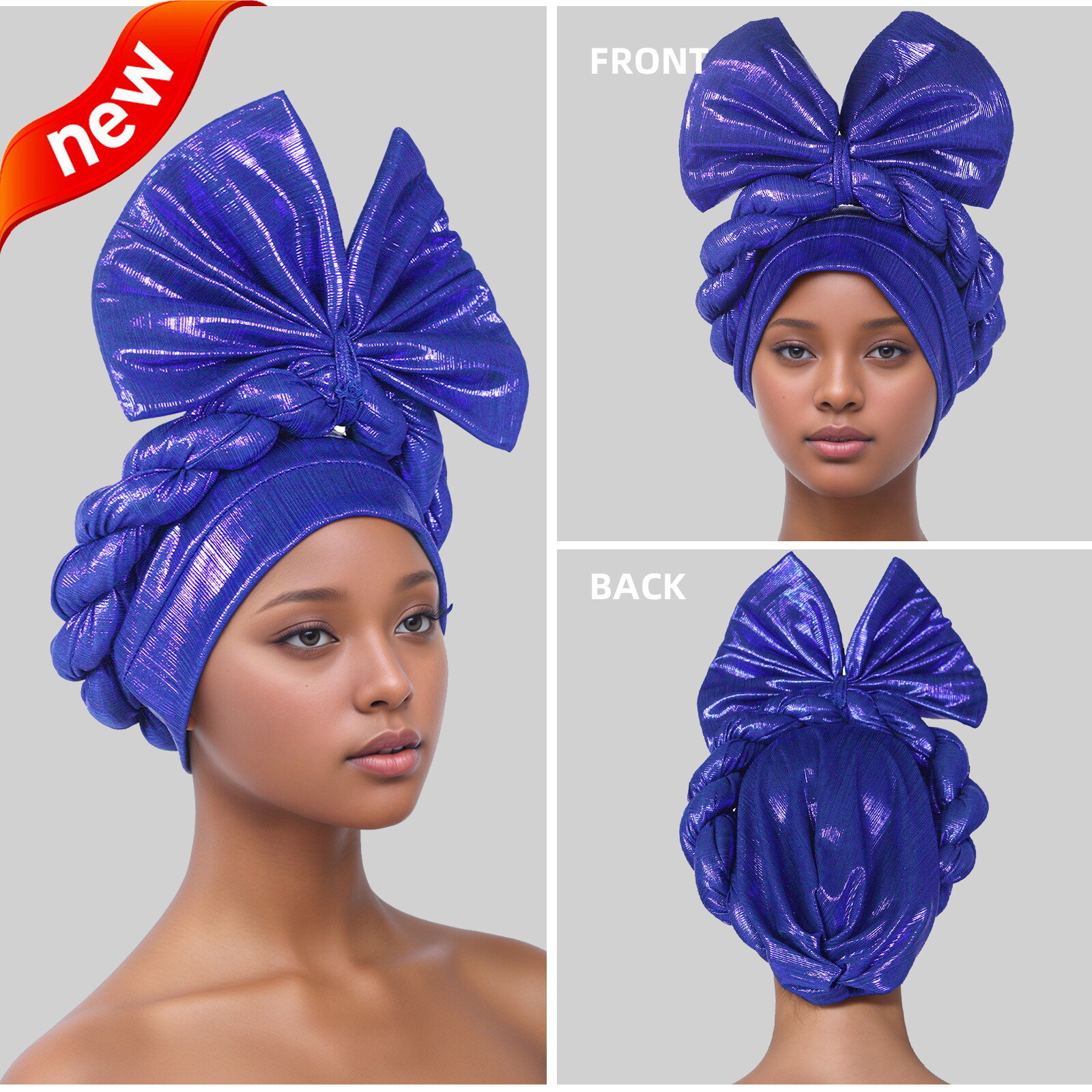 Auto Gele Headtie Head Cover Caps Women Bowknot Head Wrap Wedding Caps Headwear