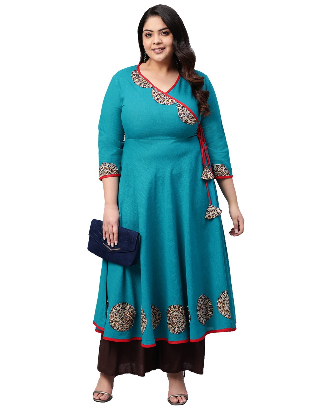 Angrakha Kurta, Cotton Slub, Patch Work, Perfect for Regular Use, Gift for Her