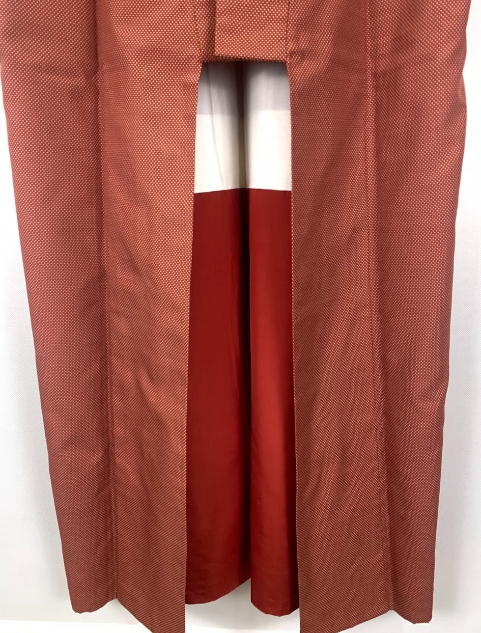 Unused S Japan Silk Edo Komon Kimono Brown kakutoshi pattern Yuki 25.6in FedEx
