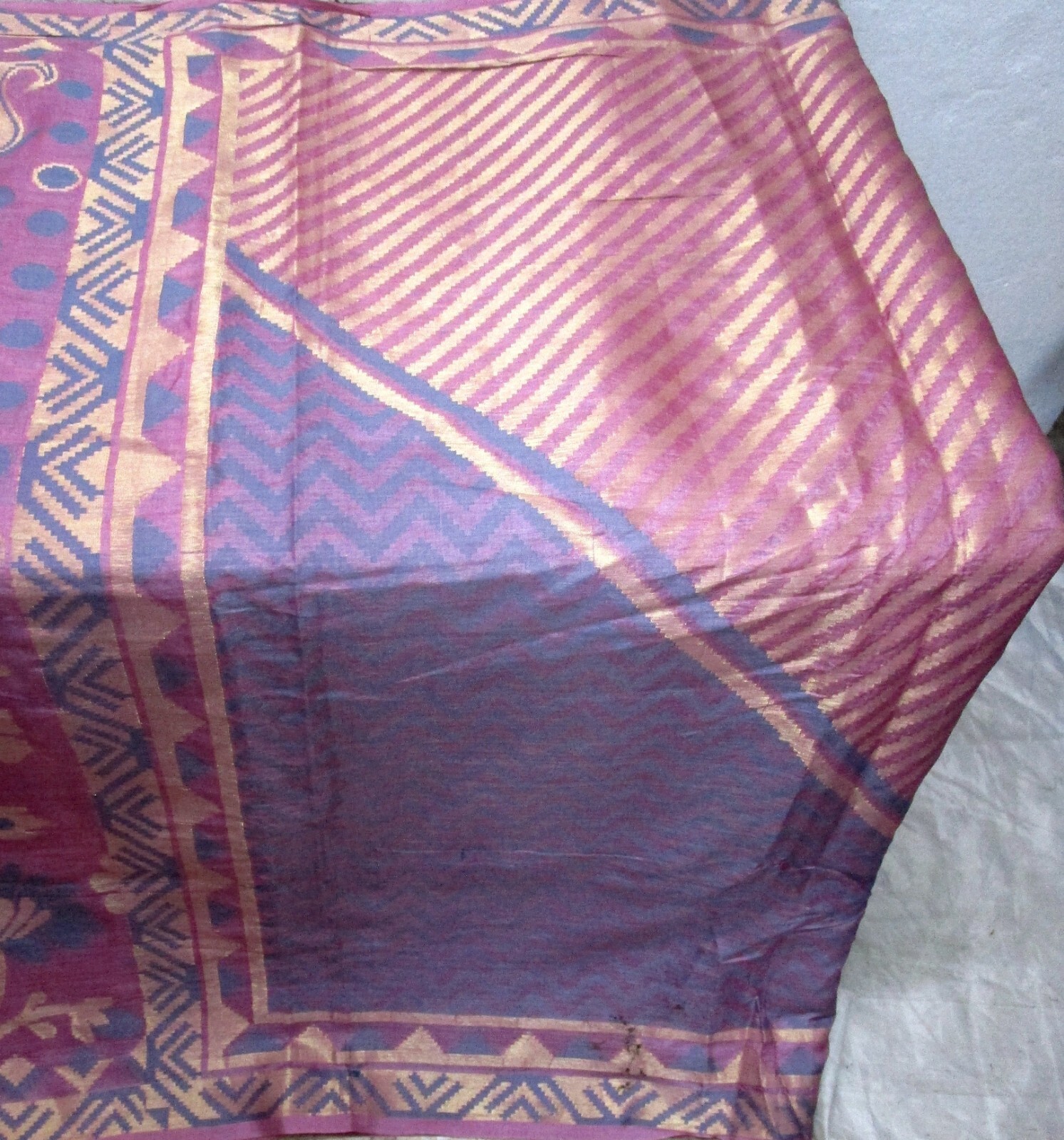 BVH WEARABLE PURE SILK Vintage Sari 5yds 21June3602 X01 E769 Wine Grey #ABCKB