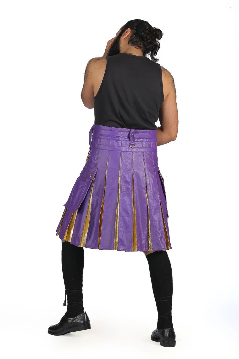 Trendy Unisex Two Toned Hybrid Leather Kilt
