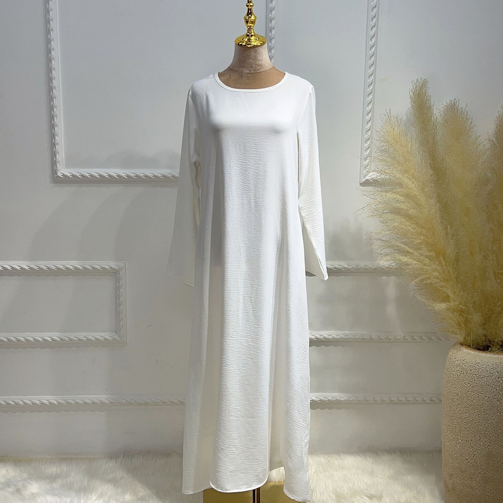 Dubai Women Open Abaya With Hijab Elegant Loose Cardigan Solid Color Inner Dress