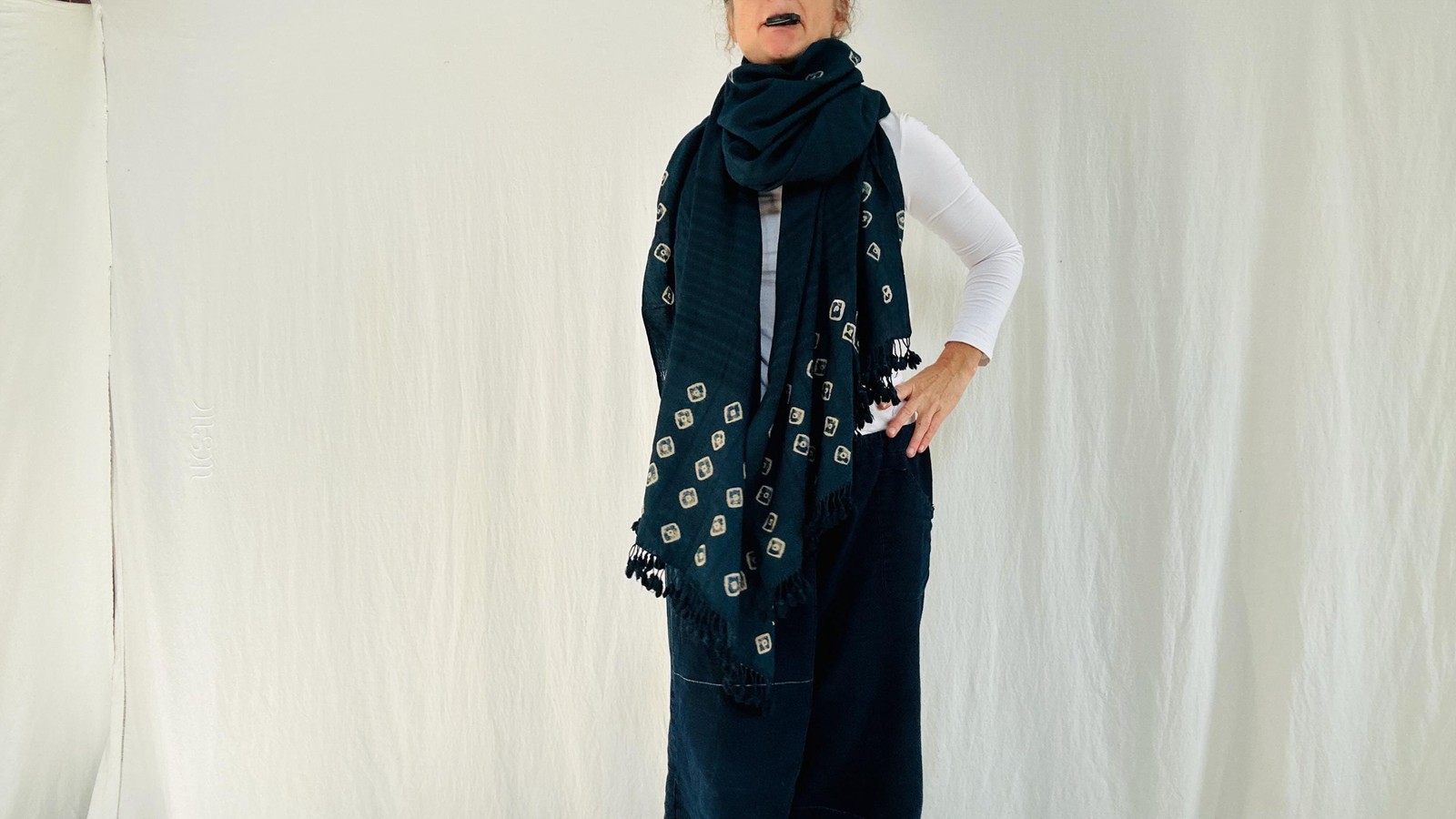 Modern Rabari Wool Shawl And Throw. Handwoven, Hand Embroidered, Mirror work.