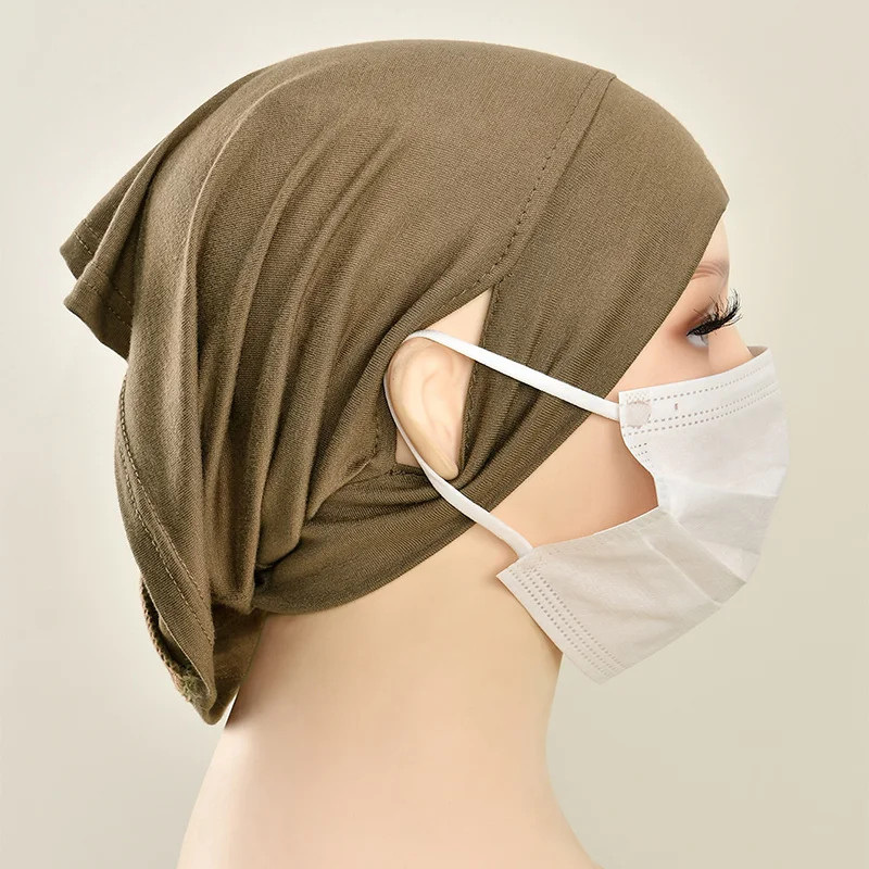 Jersey Cotton Muslim Women Under Hijab Cap With Ear Hole Inner Hijab Cap