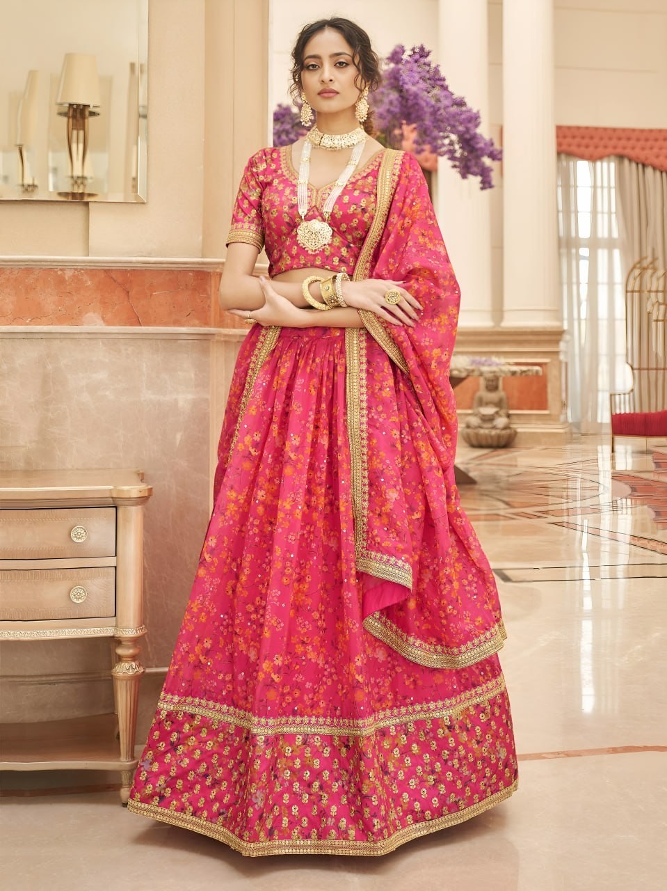 Royal Organza Lehenga Choli Zari Dori Embroidery Reception Wear