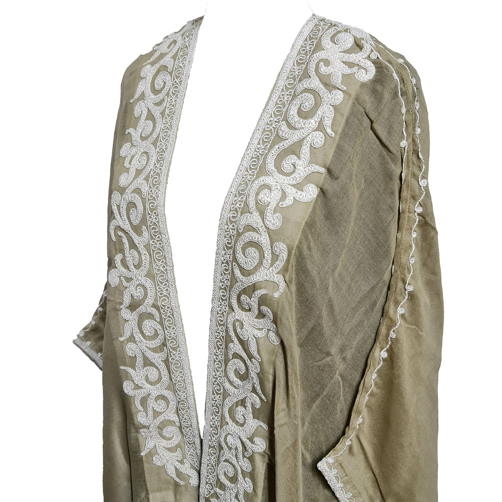 Women’s 3 Quarter Sleeve Arabian Bisht Beige Cloak Arab Dress Thobe Islam Rob