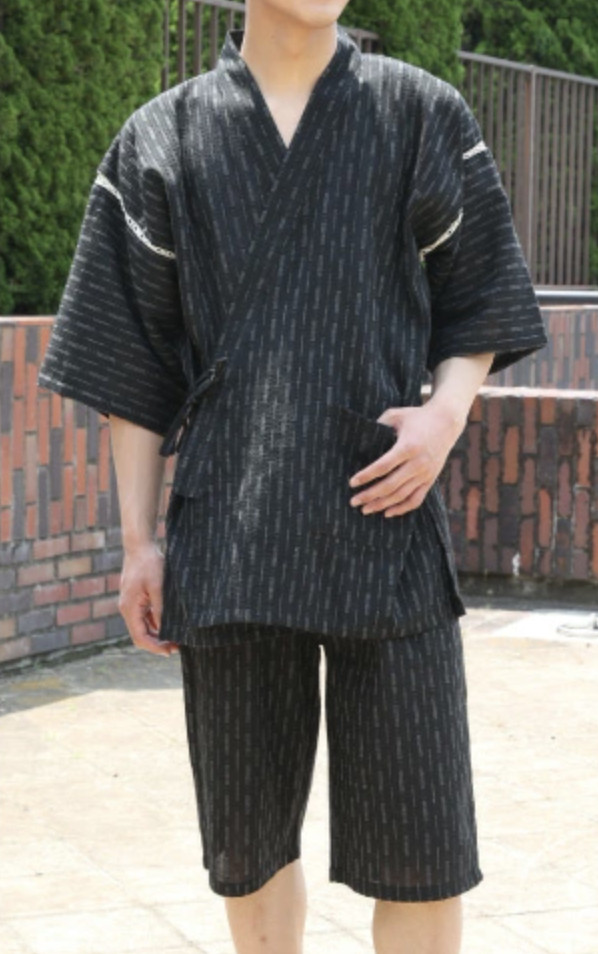 Japanese JINBEI Men’s Summer Kimono wear Topps Half Pants JAPAN 0809 #10 Black S