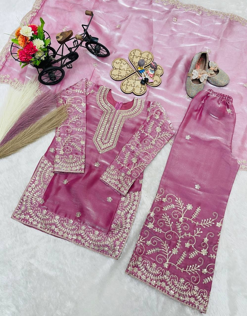 Girls Kids Salwar Kameez Indian Ethnic Pakistani Party Dress Punjabi Suit 3-15Y