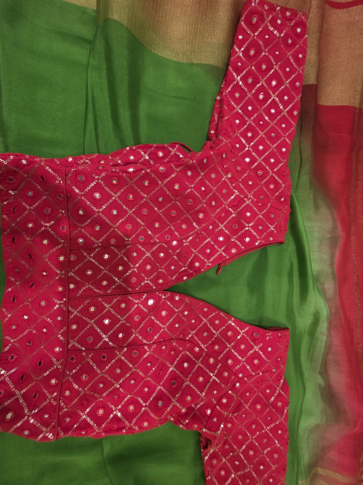 Silk Saree/sari With Stitched Blouse (S-XL FIT) FALL, PICO DONE. GIFT NEVER USED