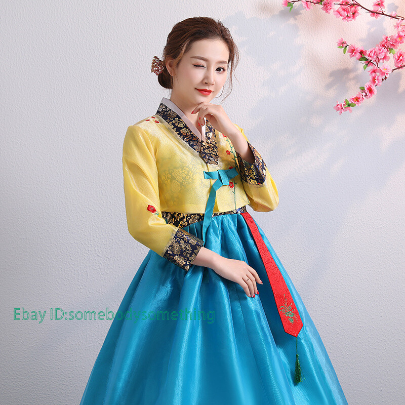 2PCS Womens Hanbok Folk Traditional Costume Korean Princess Dress Vintage