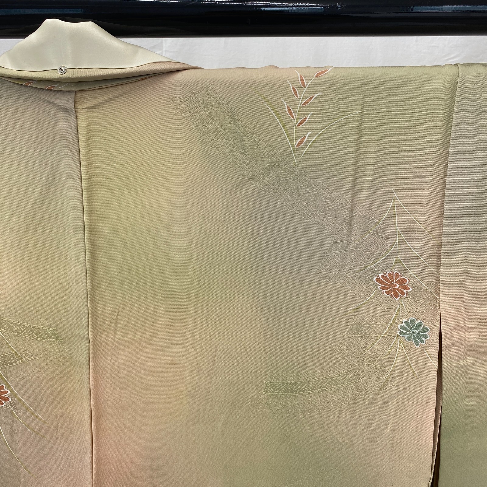 Japanese Vintage Kimono Polyester Brown No Lining Traditional Length 61 in