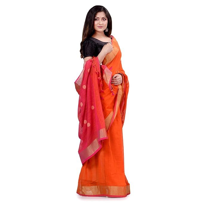 Soft-Stylish-Traditional Tant Handloom 100% pure Khadi Cotton Saree from Bengal