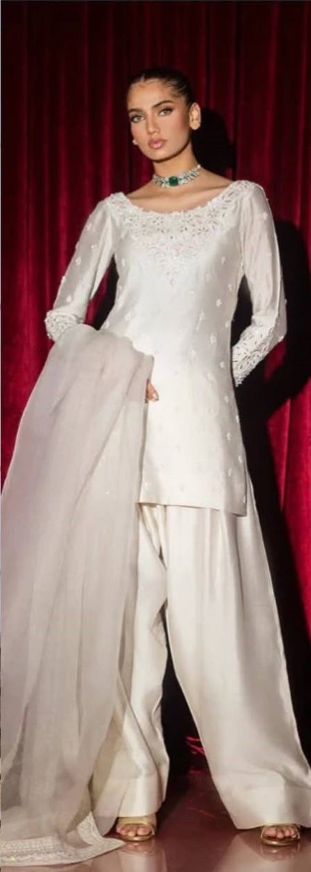 Presenting New Natural Crep White Top Bottom With Dupatta For Wedding Wear