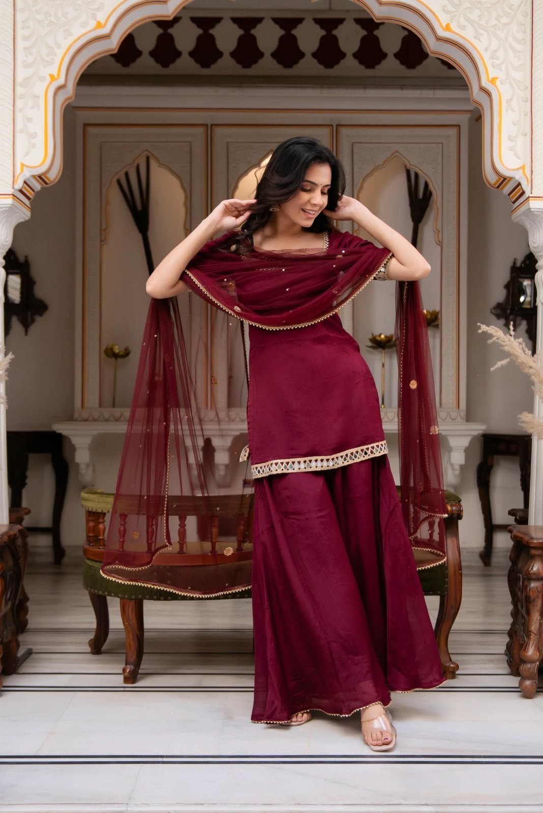 IndianPakistani Party wear Readymade Sharara Plazzo Suit Kurti Plazzo