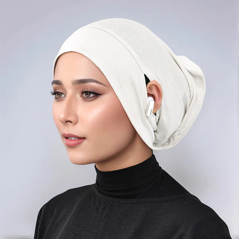 Jersey Cotton Muslim Women Under Hijab Cap With Ear Hole Inner Hijab Cap