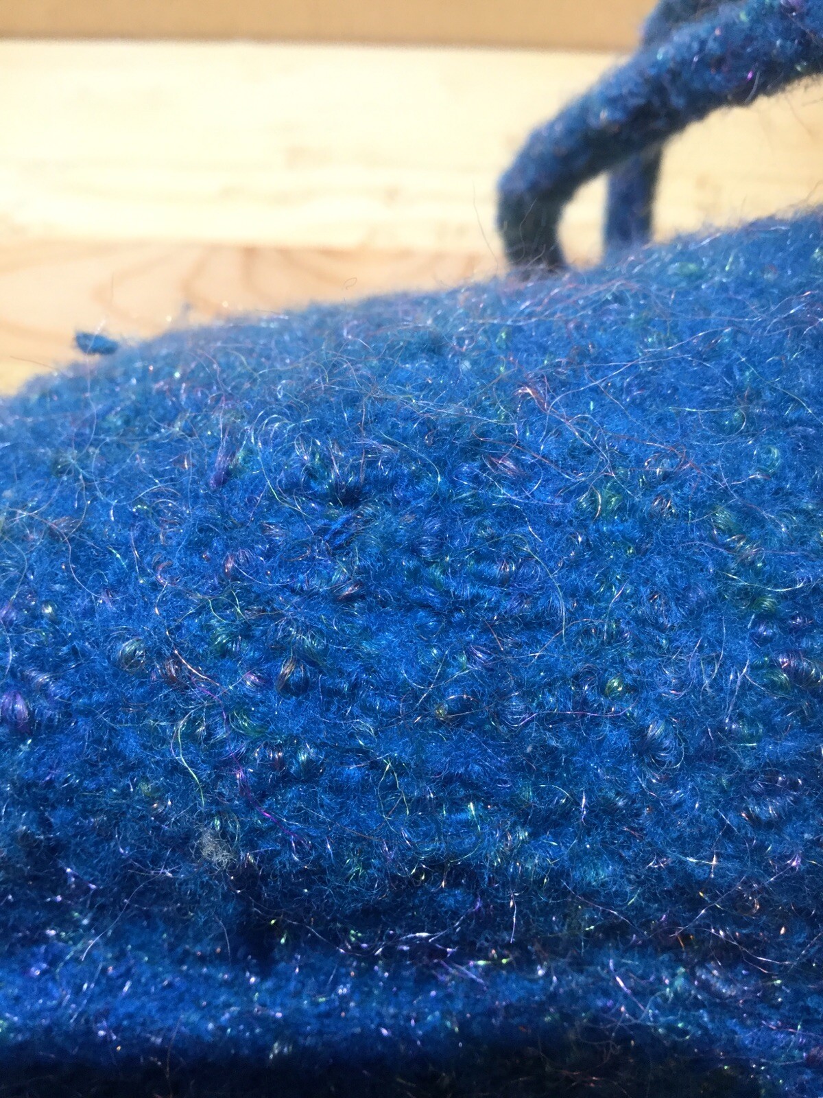 Dreadlock Hair Holder? Cap, Knitted Wool Iridescent Blue / Drawstring, Well Made