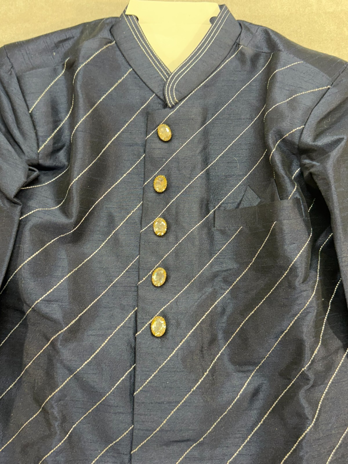 New Navy Blue South Asian Kurta Size 32 Gold Buttons