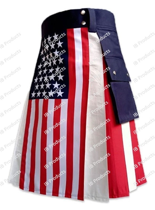 Men’s Utility kilt Scottish Hybrid Kilts Highland US America Flag Kilt by IB Pro
