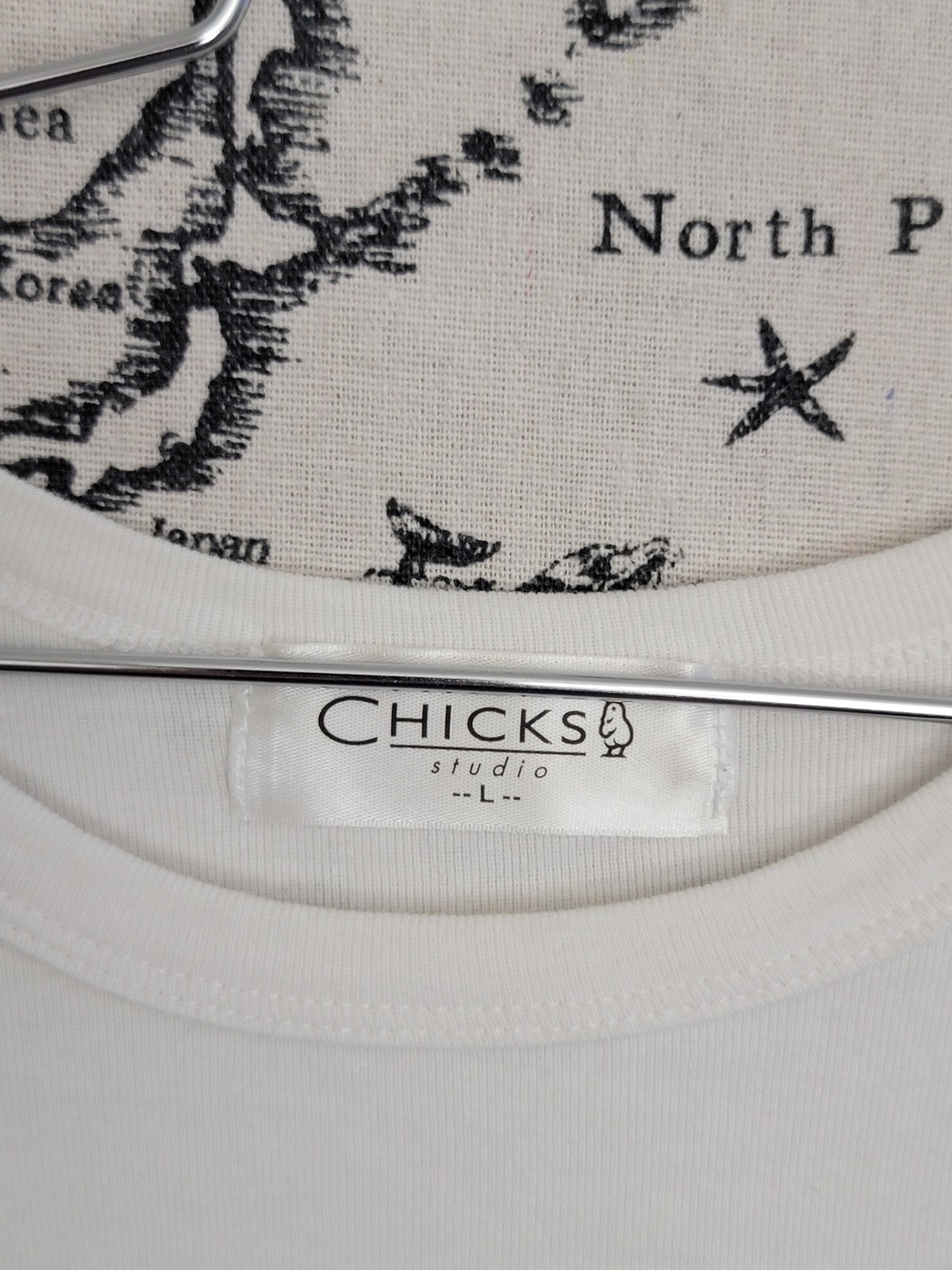 Chicks Studio White 100% Cotton T-Shirt Women’s Size L Short Sleeve Crew Neck