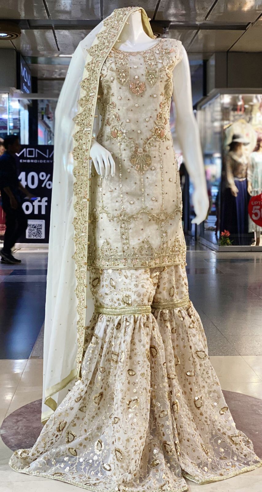 Pakistani Wedding Collection Fully Heavy Handwork Shirt, Dupatta With Gharara