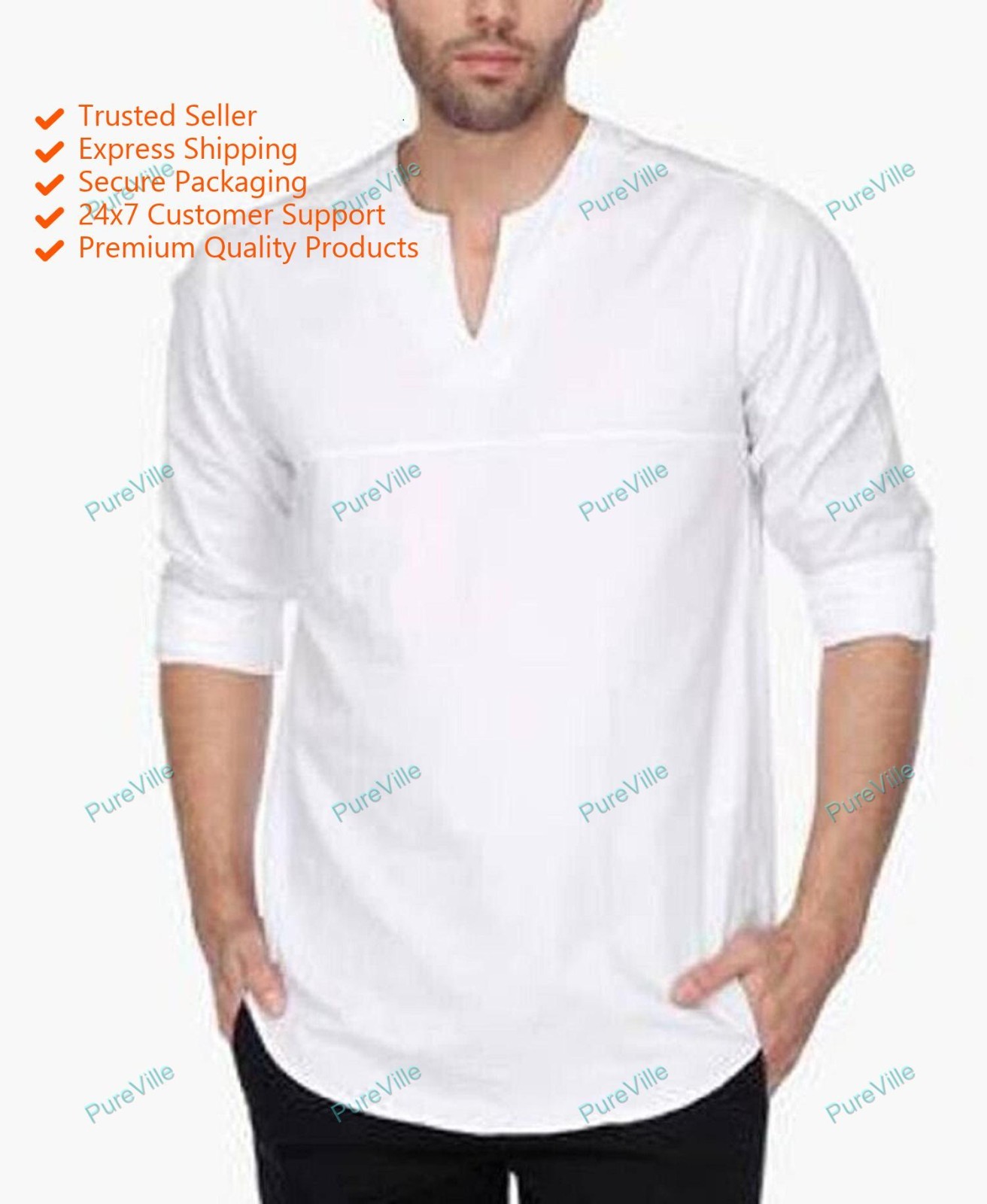 Mens Kurta only Solid Kurta Indian Kurta Ethnic Mens Designer Traditional Kurta