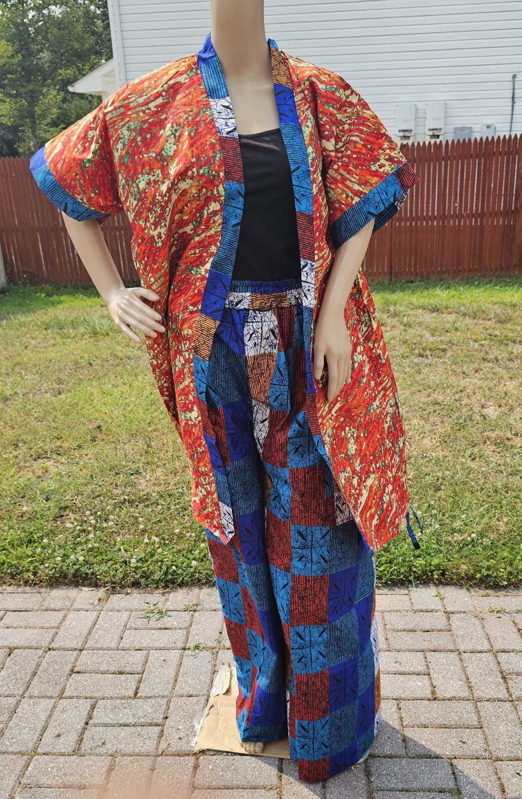 African Print 2 Piece Kimono with Long Pants