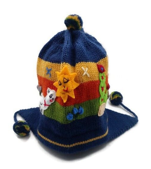 Handmade Chullo for kids – Peruvian Warmer hat for Winter knitting in Woll