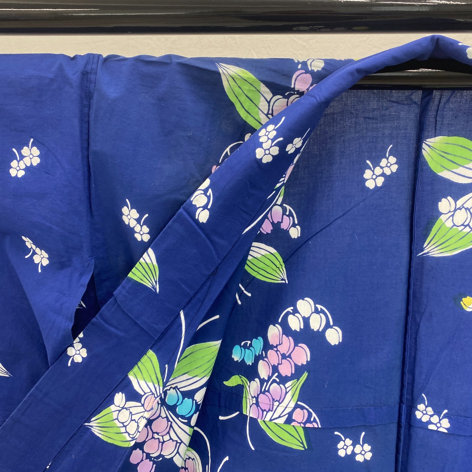 Japanese Vintage Kimono Yukata Cotton Blue No Lining Traditional Length 60 in