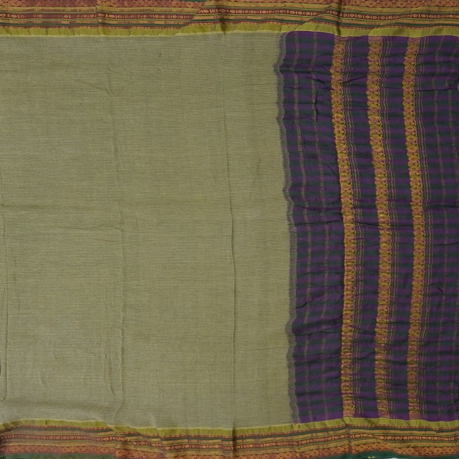 Vintage Gray Sarees Silk Cotton Handwoven Zari Border South Indian Sari Fabric
